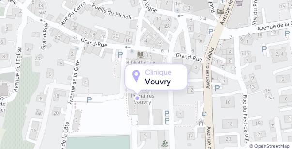 Plan d'accès à la clinique de Vouvry, chemin des Écoliers 3